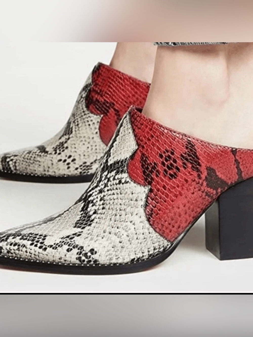 Schutz Destiny leather snakeskin print mule size 7